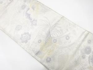 アンティーク　佐賀錦　几帳に鳳凰・花模様織り出し袋帯（着用可）